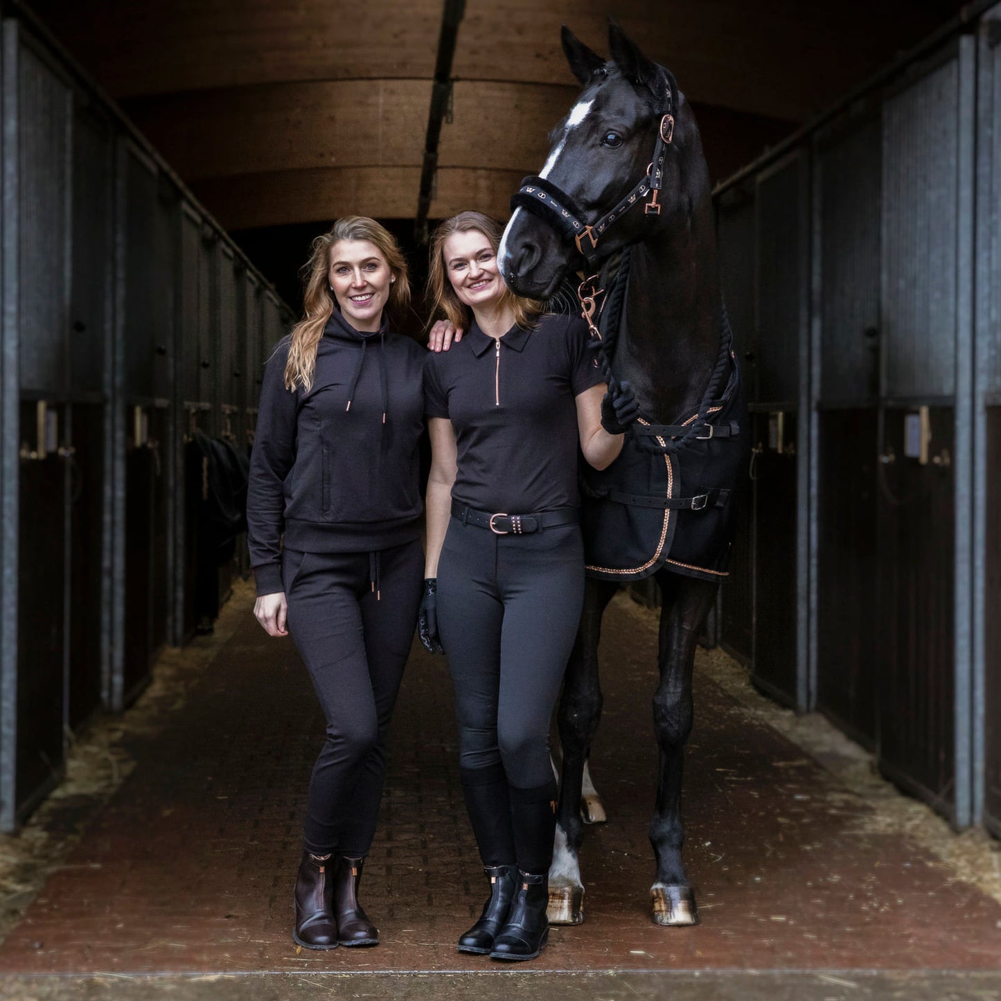 Horze Belt with Rose Gold Buckles - Black