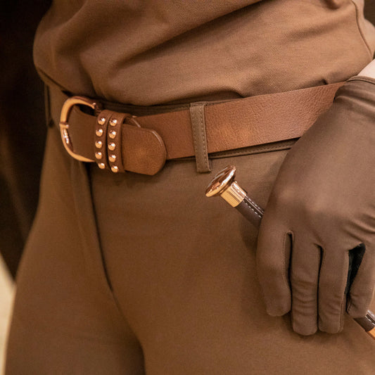 Horze Belt with Rose Gold Buckles - Bison Dark Brown
