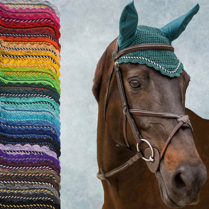 Striped Cord Ear Bonnet with Scalloped Edging