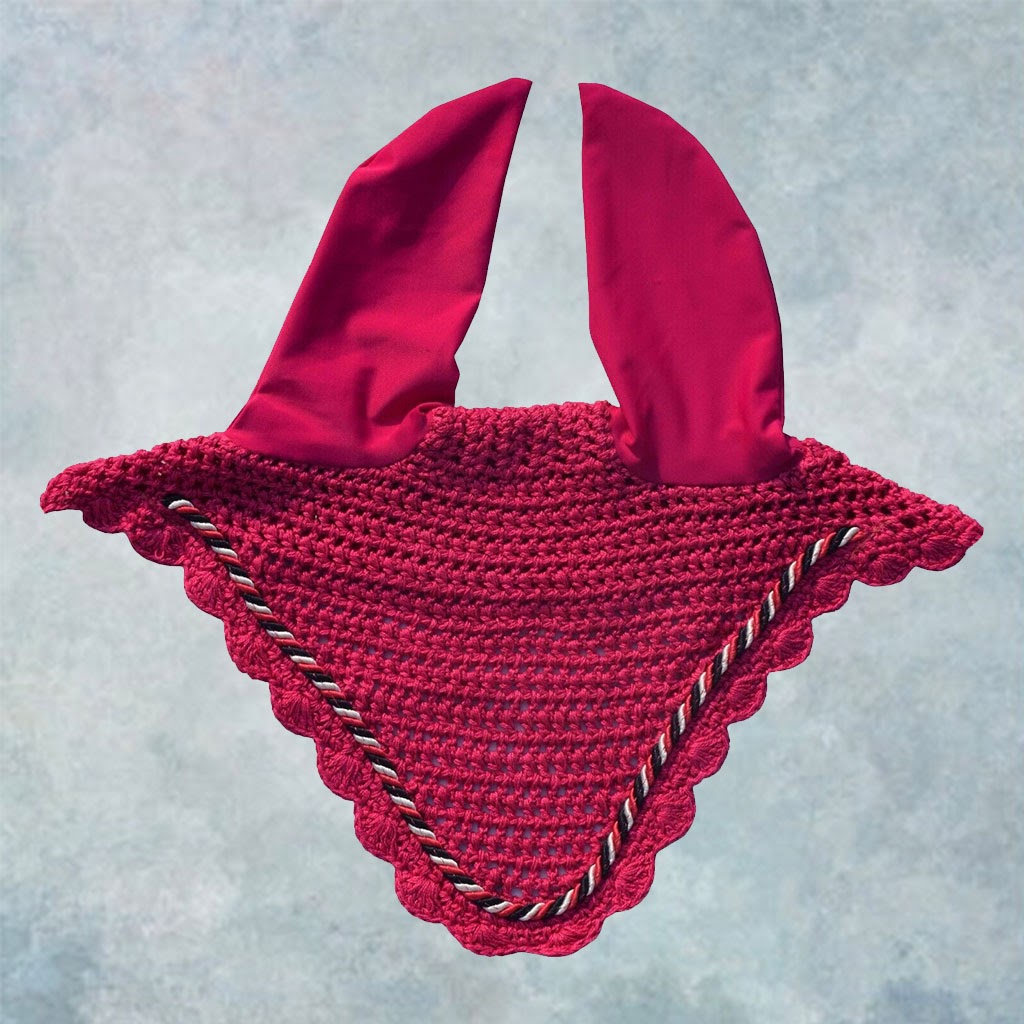 Striped Cord Ear Bonnet with Scalloped Edging