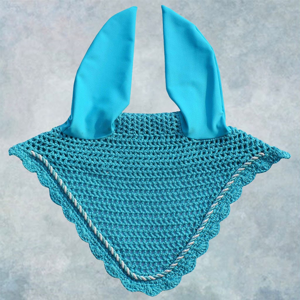 Striped Cord Ear Bonnet with Scalloped Edging