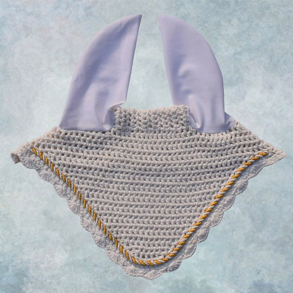 Striped Cord Ear Bonnet with Scalloped Edging