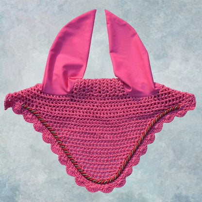 Striped Cord Ear Bonnet with Scalloped Edging