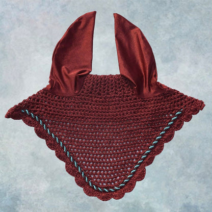 Striped Cord Ear Bonnet with Scalloped Edging