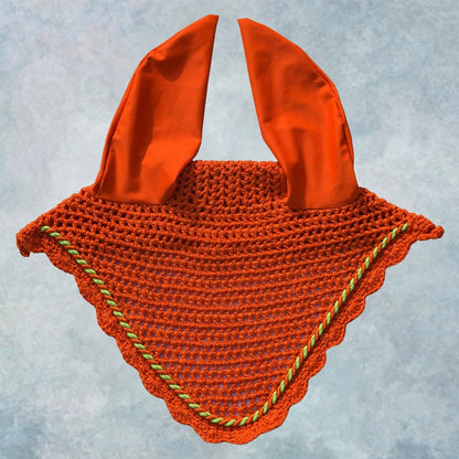 Striped Cord Ear Bonnet with Scalloped Edging