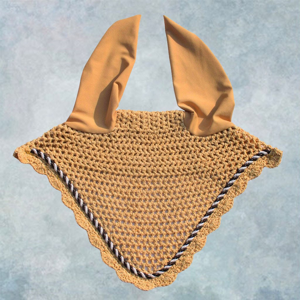 Striped Cord Ear Bonnet with Scalloped Edging