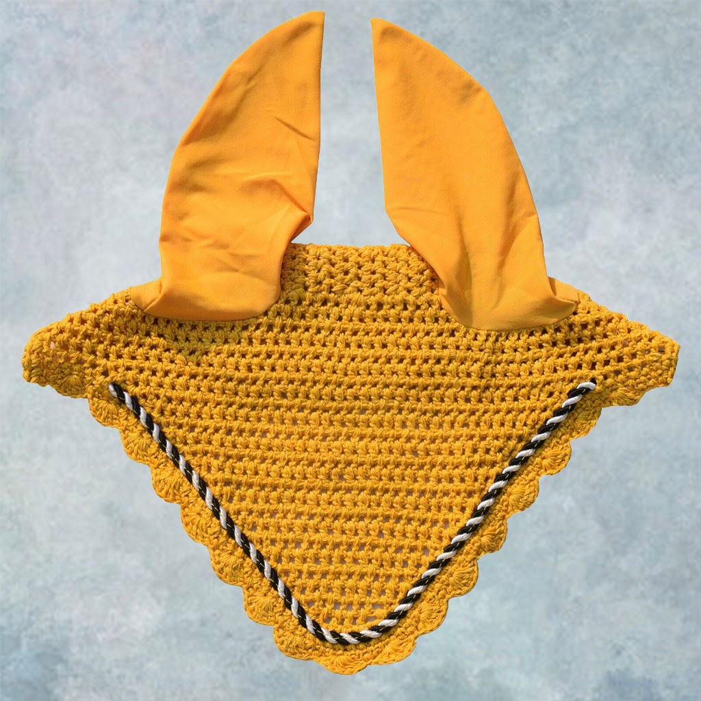 Striped Cord Ear Bonnet with Scalloped Edging
