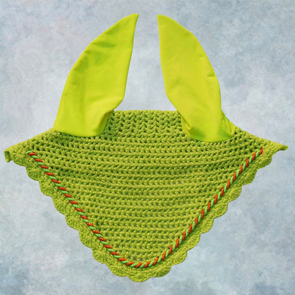 Striped Cord Ear Bonnet with Scalloped Edging