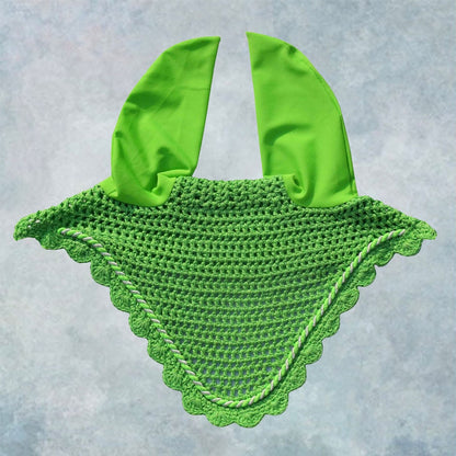 Striped Cord Ear Bonnet with Scalloped Edging