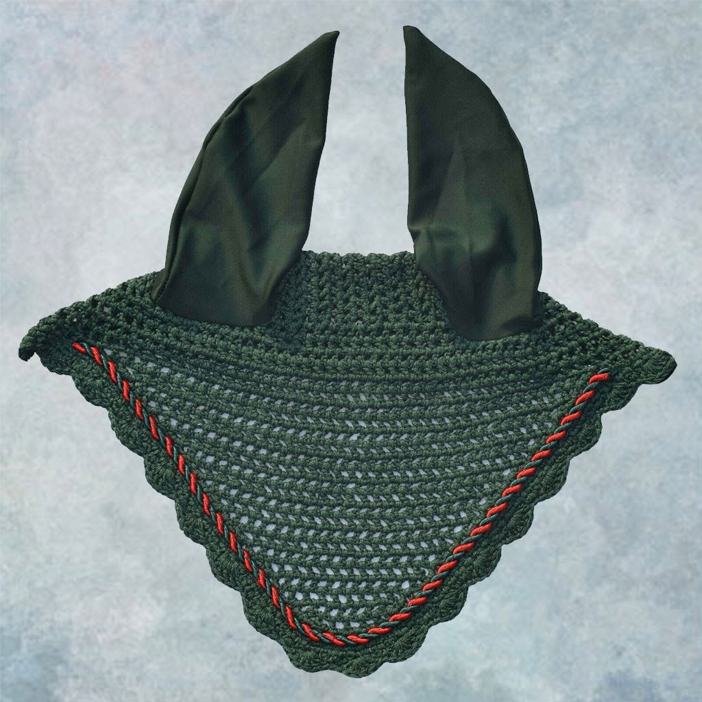 Striped Cord Ear Bonnet with Scalloped Edging