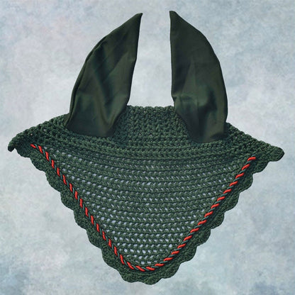 Striped Cord Ear Bonnet with Scalloped Edging