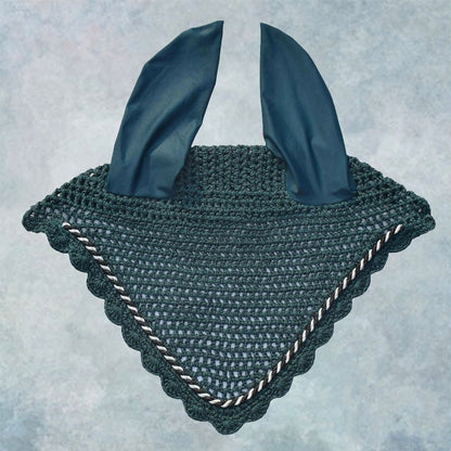 Striped Cord Ear Bonnet with Scalloped Edging