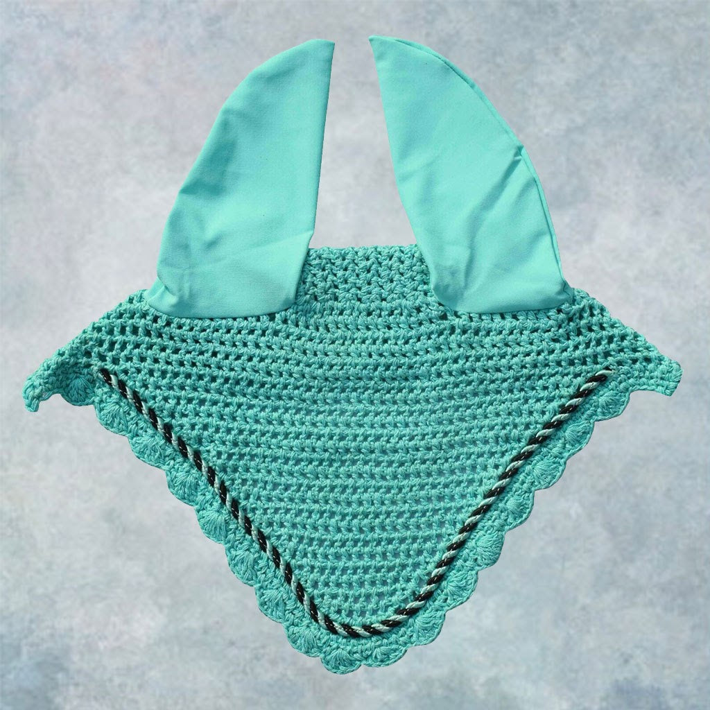 Striped Cord Ear Bonnet with Scalloped Edging