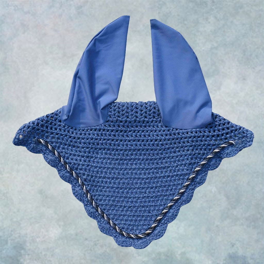 Striped Cord Ear Bonnet with Scalloped Edging