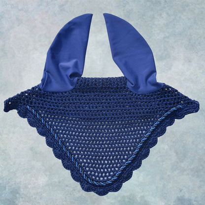 Striped Cord Ear Bonnet with Scalloped Edging