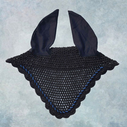 Striped Cord Ear Bonnet with Scalloped Edging