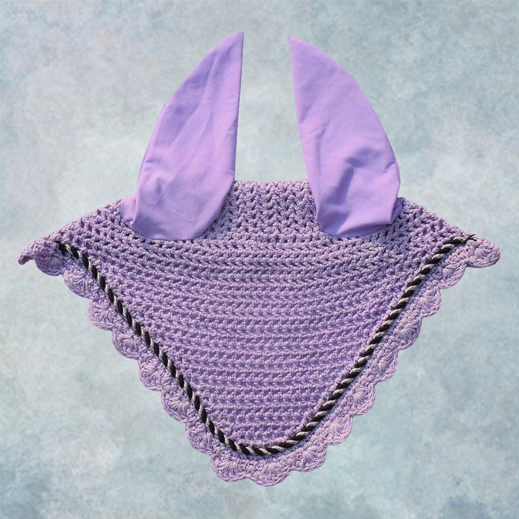 Striped Cord Ear Bonnet with Scalloped Edging