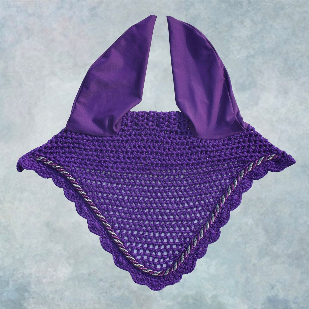 Striped Cord Ear Bonnet with Scalloped Edging