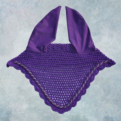 Striped Cord Ear Bonnet with Scalloped Edging