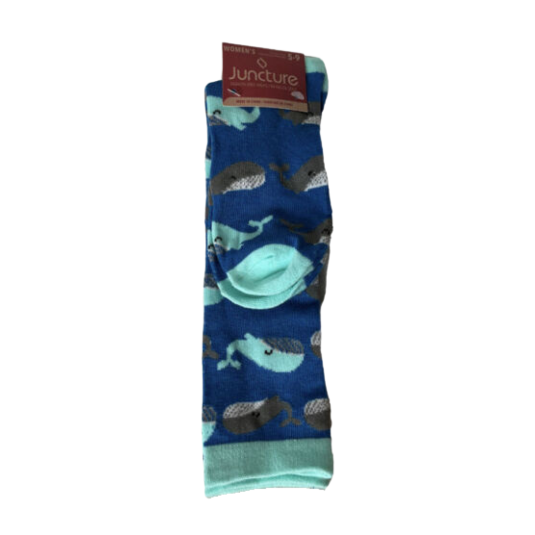 Juncture Ladies Fashion Knee High Socks - Whale of a Good Time