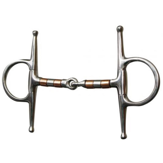 Showman® Stainless Steel Full Cheek Snaffle Bit with Copper and Stainless Rollers - 5"