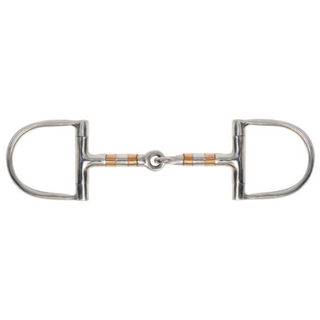 Showman® Stainless D Ring Snaffle Bit with Copper and Stainless Rollers - 5"