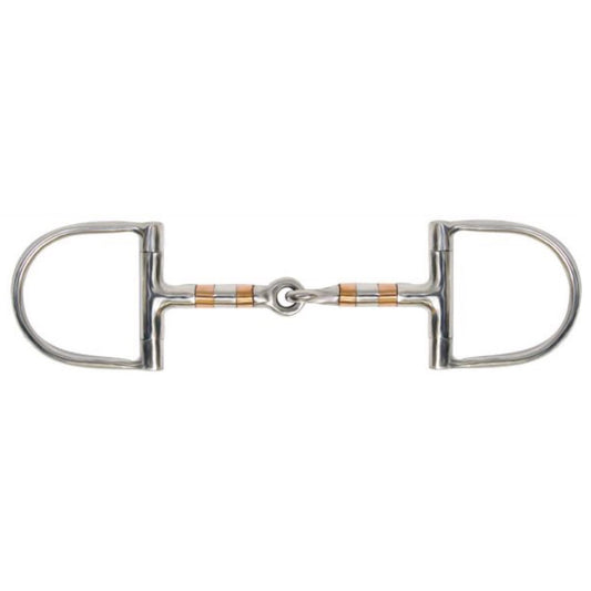 Showman® Stainless D Ring Snaffle Bit with Copper and Stainless Rollers - 5"