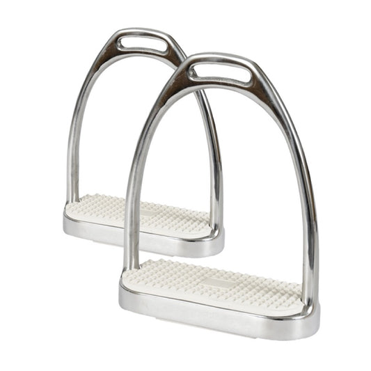 Jacks Stainless Steel Fillis Stirrups with White Pads