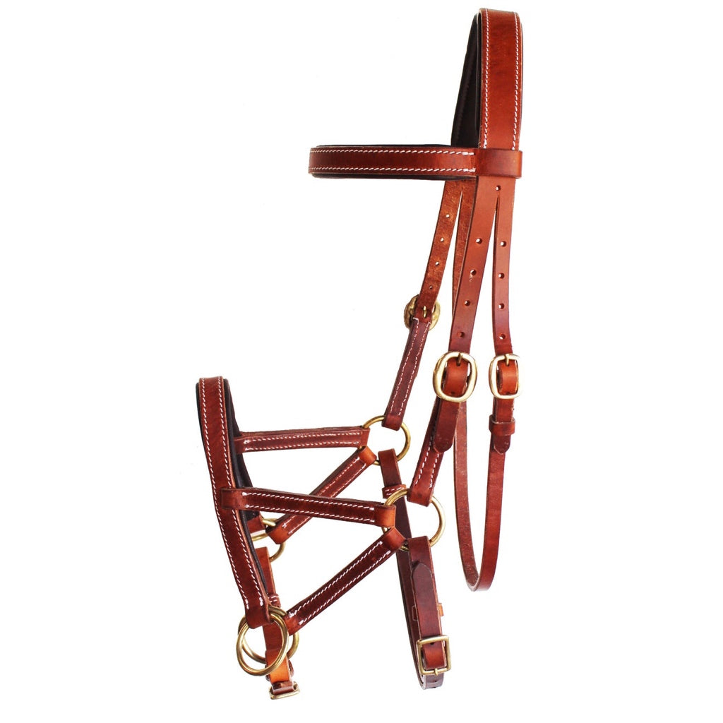 Professional Equine Sidepull Bridle - Light Brown