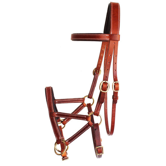 Professional Equine Sidepull Bridle - Light Brown