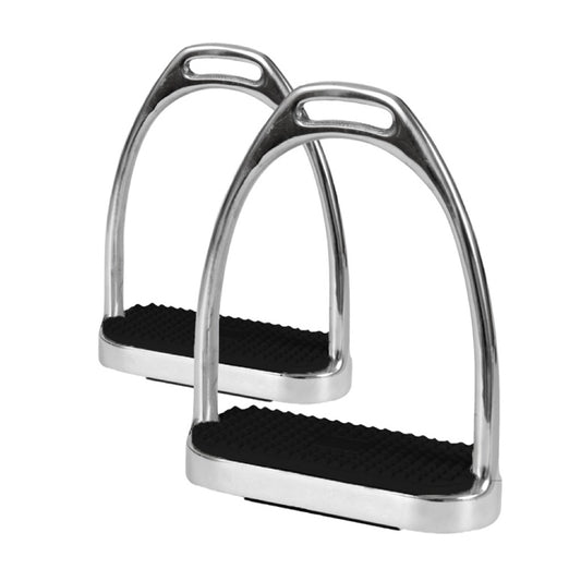 Jacks Stainless Steel Fillis Stirrups with Black Pads