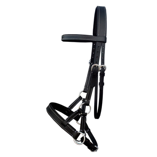 Professional Equine Sidepull Bridle - Black