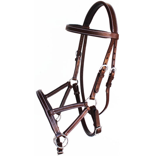 Professional Equine Sidepull Bridle - Medium Brown