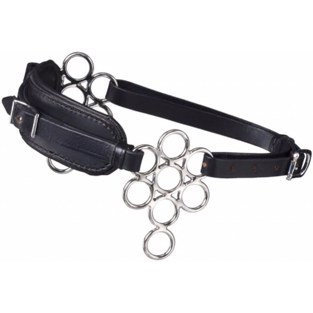 Showman® Stainless Steel Leather Nose Multi-Ring Hackamore