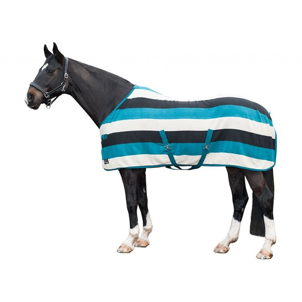 HKM Striped Fleece Cooler - Petrol/Black/White (81”)