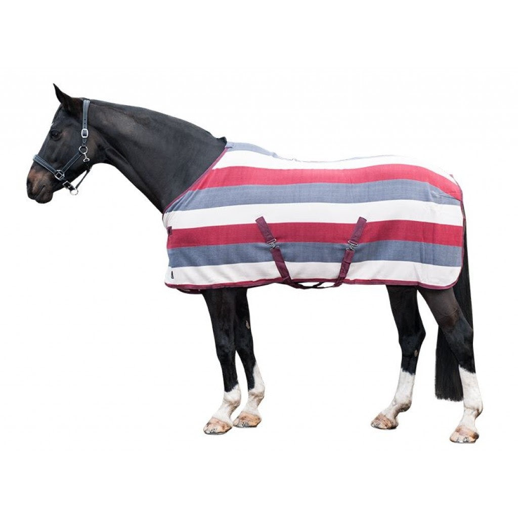 HKM Striped Fleece Cooler - Wine/Grey/Soft Pink (81”)