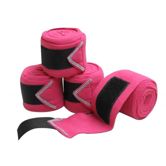 Showman® Fleece Polo Wraps with Rhinestones - Pink