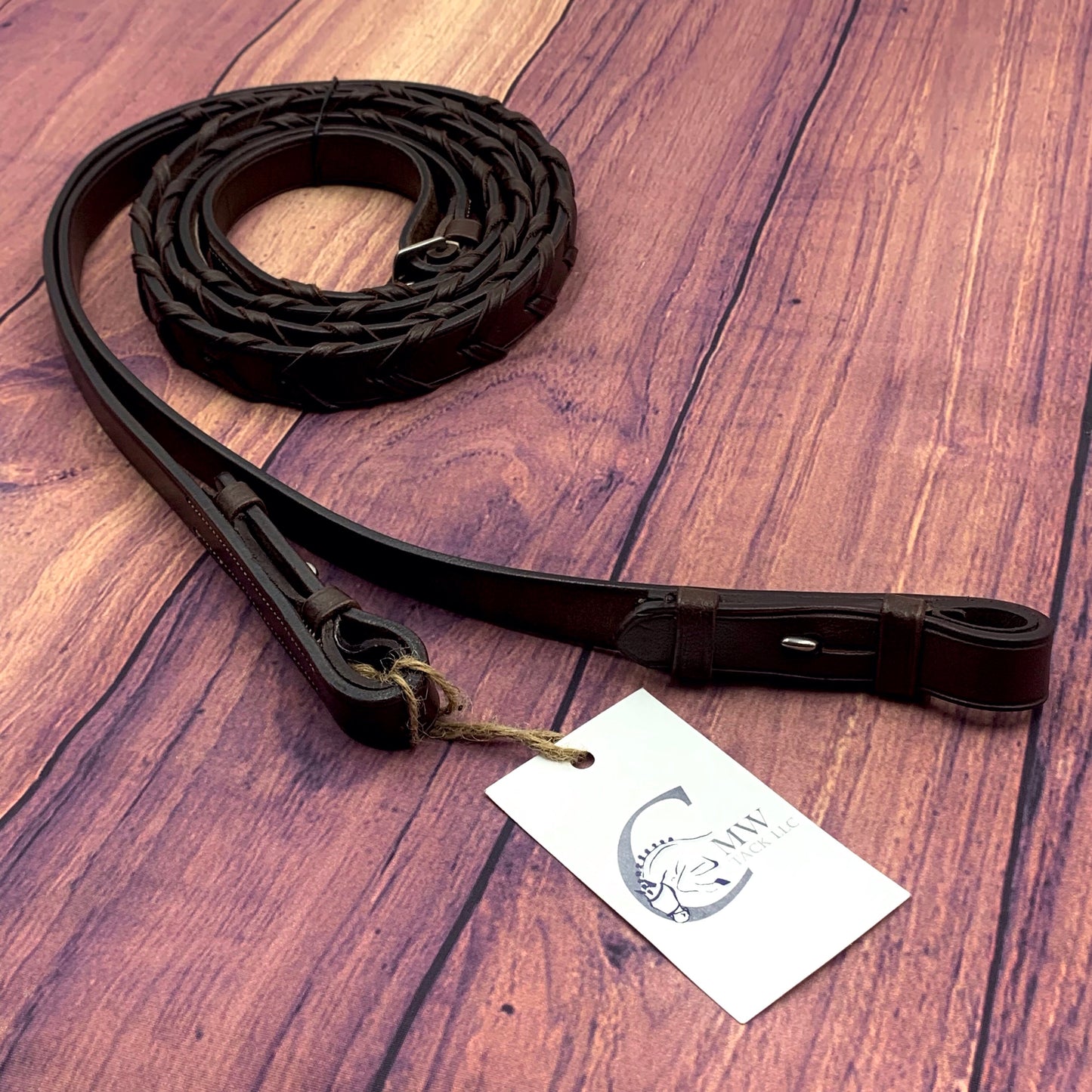 Wide Laced Reins - American Leather - Brown (Cob)