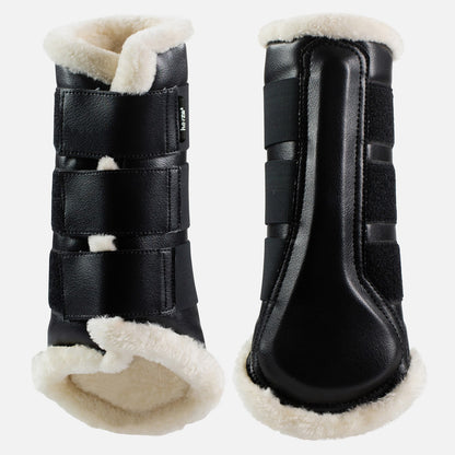 Horze Wilton Faux Fur Brushing Boots - Black