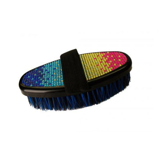 Showman® Multi Colored Rhinestone Medium Bristle Brush with Stretchy Handle