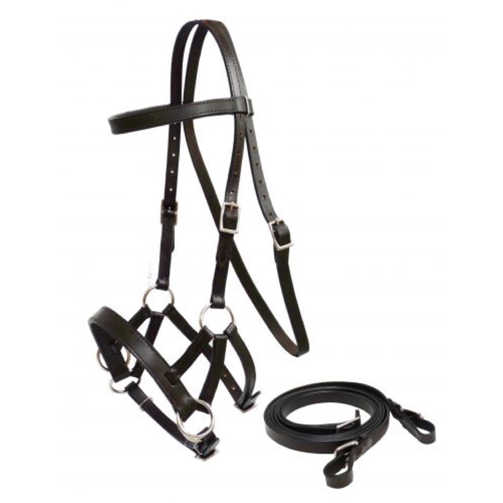 Showman® Leather Bitless Bridle - Brown