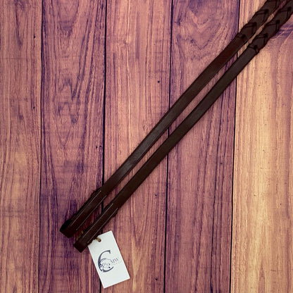 Wide Laced Reins - American Leather - Brown (Cob)