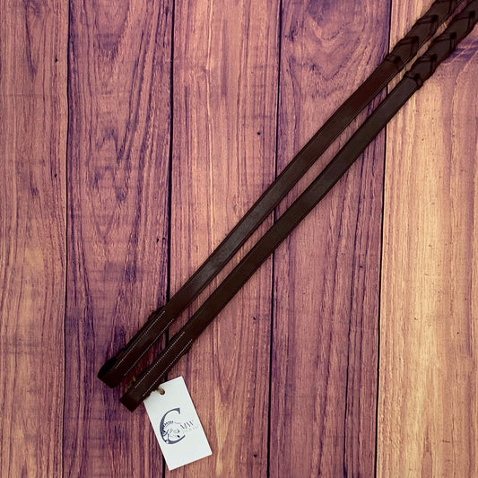 Wide Laced Reins - American Leather - Brown (Cob)
