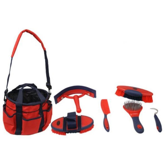 Showman® 6 Piece Soft Grip Grooming Kit - Red