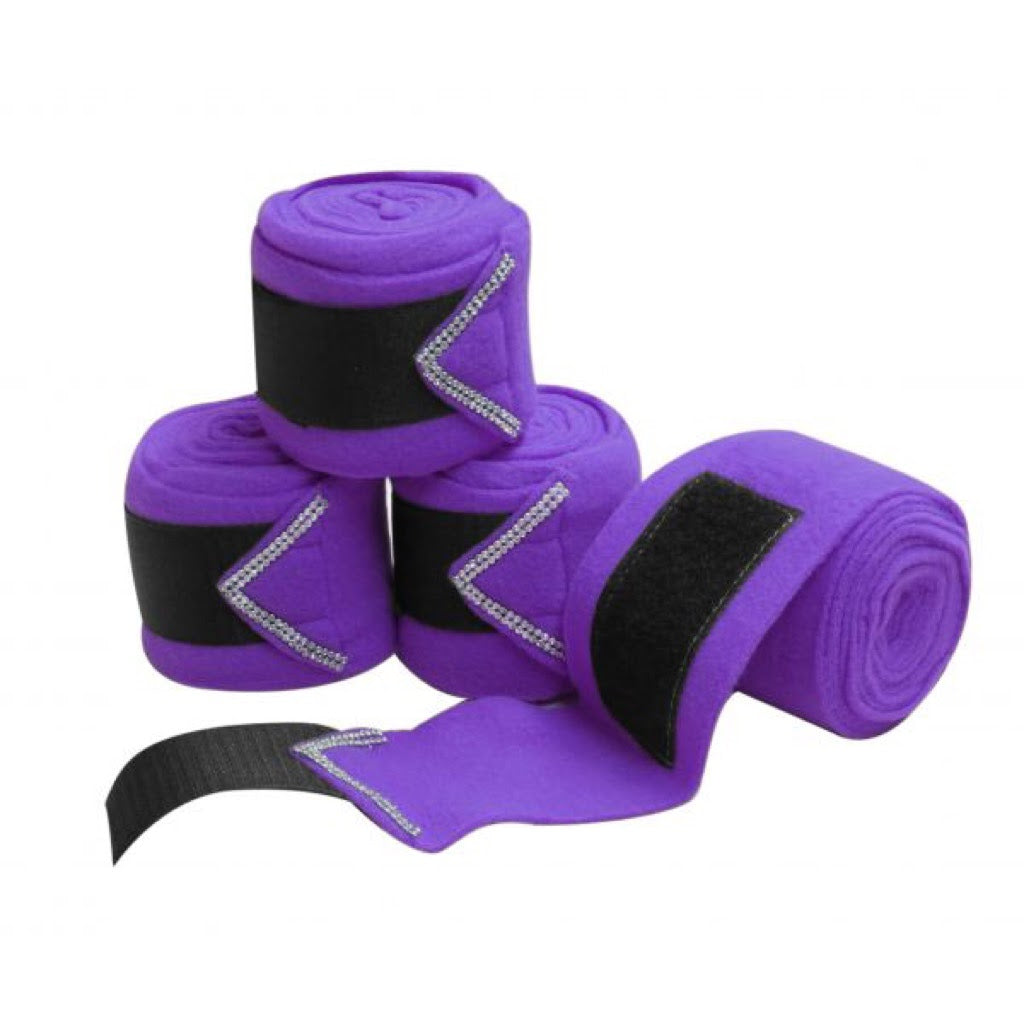 Showman® Fleece Polo Wraps with Rhinestones - Purple