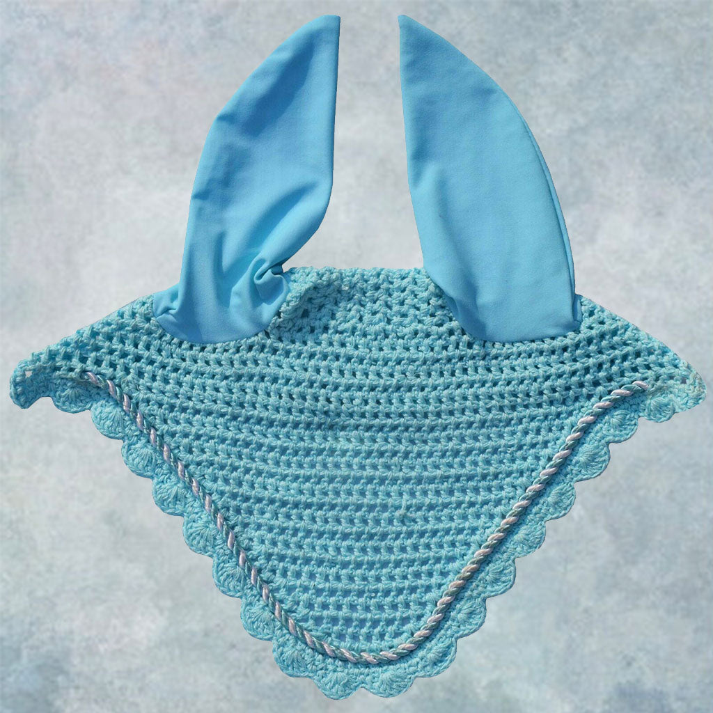 Striped Cord Ear Bonnet with Scalloped Edging