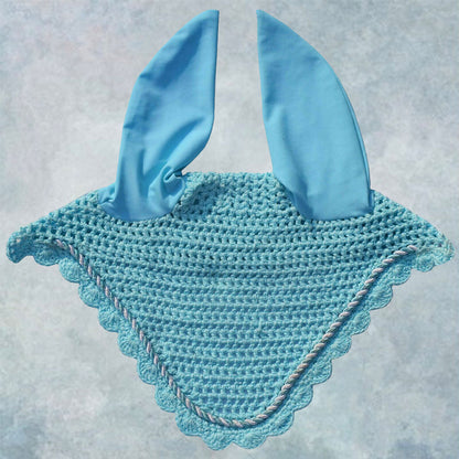 Striped Cord Ear Bonnet with Scalloped Edging